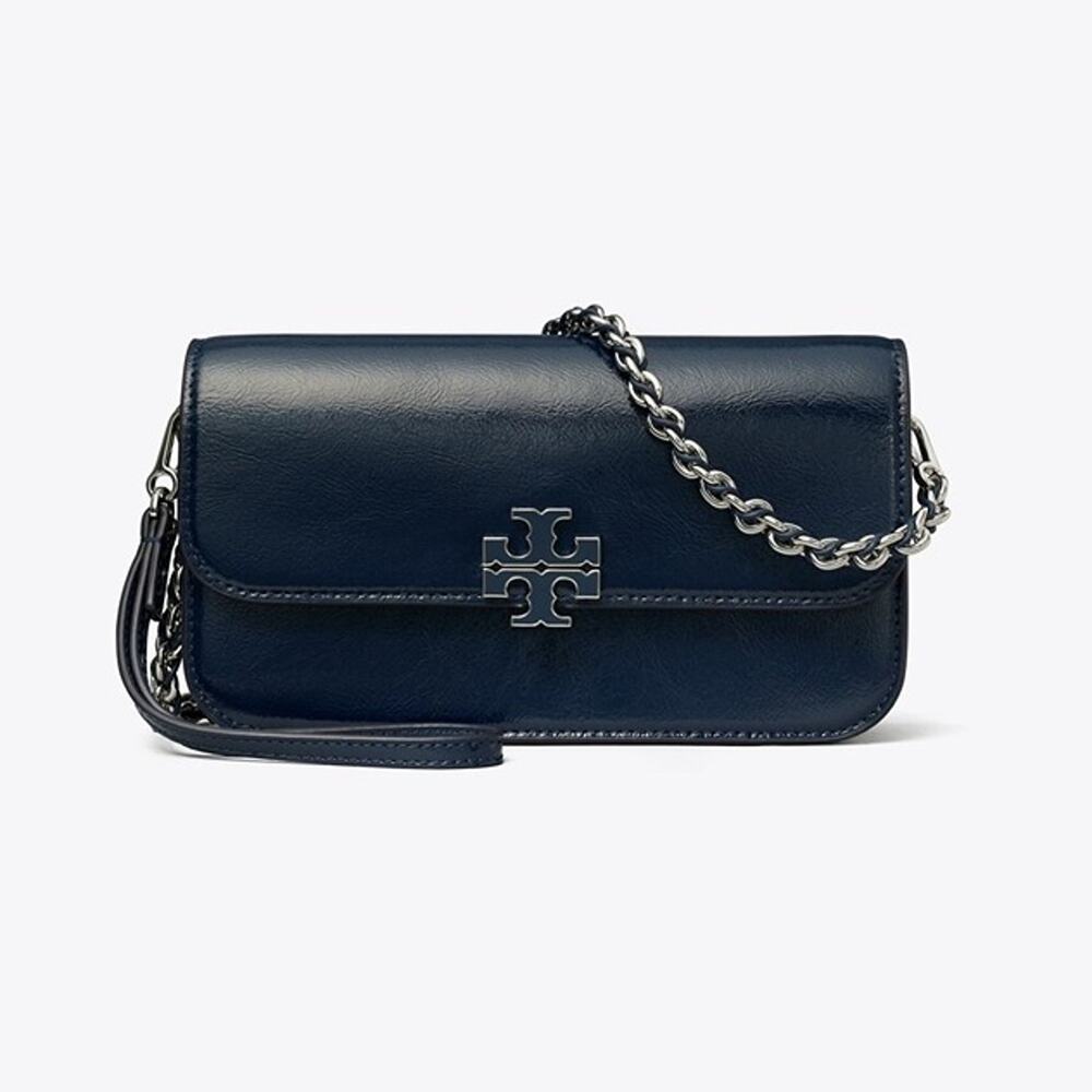 Tory Burch Britten Crinkle Shine Chain Wallet With Wristlet 184957 $435